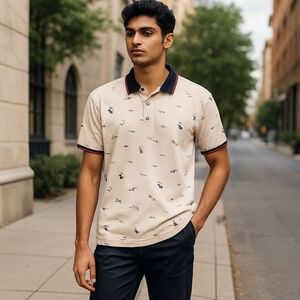 NWOT LC Casual Polo with Sailboat and Birds